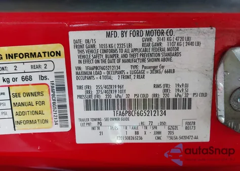 2016 Ford Mustang Gt z USA, uszkodzony, nr VIN 1FA6P8CF6G5212134